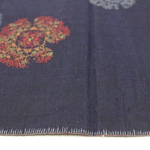 Japanese Ikat Silk. Japanese Silk. Pongee. Tsumugi. Hand Loomed. Hand Made. Kimono Fabric. Navy Blue Silk. Vintage Silk. Woven Silk Fabric. image 7