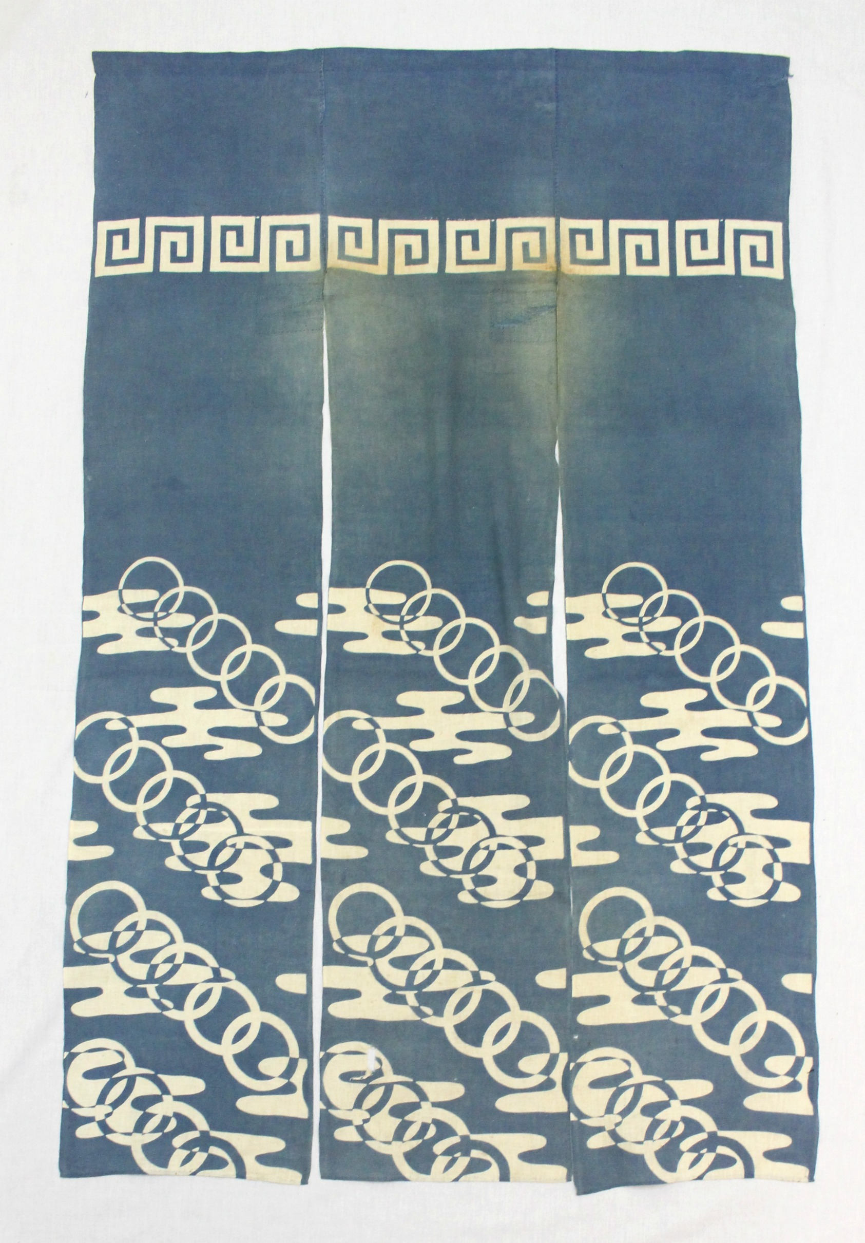 Japanese Noren Curtain. Tsutsugaki Indigo Cotton. Artisan Aizome Boro