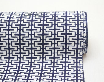 Vintage Japanese Cotton Fabric: Indigo Katazome Geometric Print