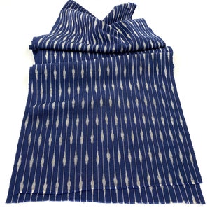 Japanese Fabric. Japanese Cotton. Japanese Ikat. Striped Cotton. Quilting Cotton. Hand Woven Cotton. Kimono Fabric. Blue Striped Cotton. image 4
