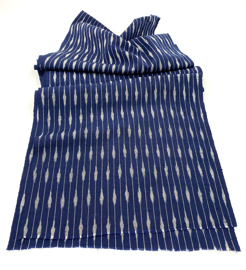 Japanese Fabric. Japanese Cotton. Japanese Ikat. Striped Cotton. Quilting Cotton. Hand Woven Cotton. Kimono Fabric. Blue Striped Cotton. image 4