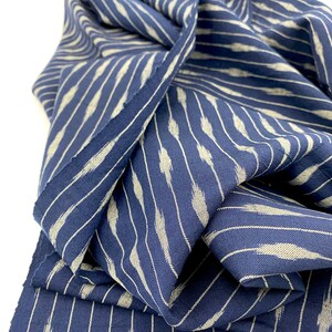 Japanese Fabric. Japanese Cotton. Japanese Ikat. Striped Cotton. Quilting Cotton. Hand Woven Cotton. Kimono Fabric. Blue Striped Cotton. image 6