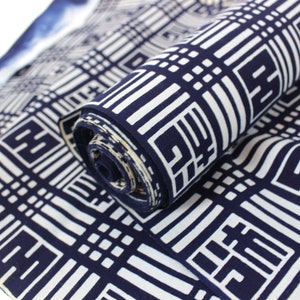 Vintage Japanese. Yukata Bolt. Blue and White. Geometric Cotton. Japanese Cotton. Geometric Fabric. Japanese Indigo. Indigo Cotton. 2084 image 2