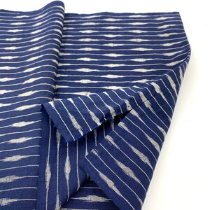 Japanese Fabric. Japanese Cotton. Japanese Ikat. Striped Cotton. Quilting Cotton. Hand Woven Cotton. Kimono Fabric. Blue Striped Cotton. image 3