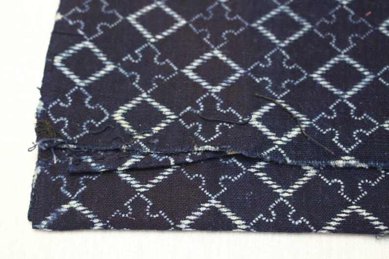 Japanese Katazome. Indigo Dyed Textile. Japanese Indigo. Stenciled Cotton. Japanese Fabric. Vintage Indigo. Quilting Cotton. Antique Cotton. image 3