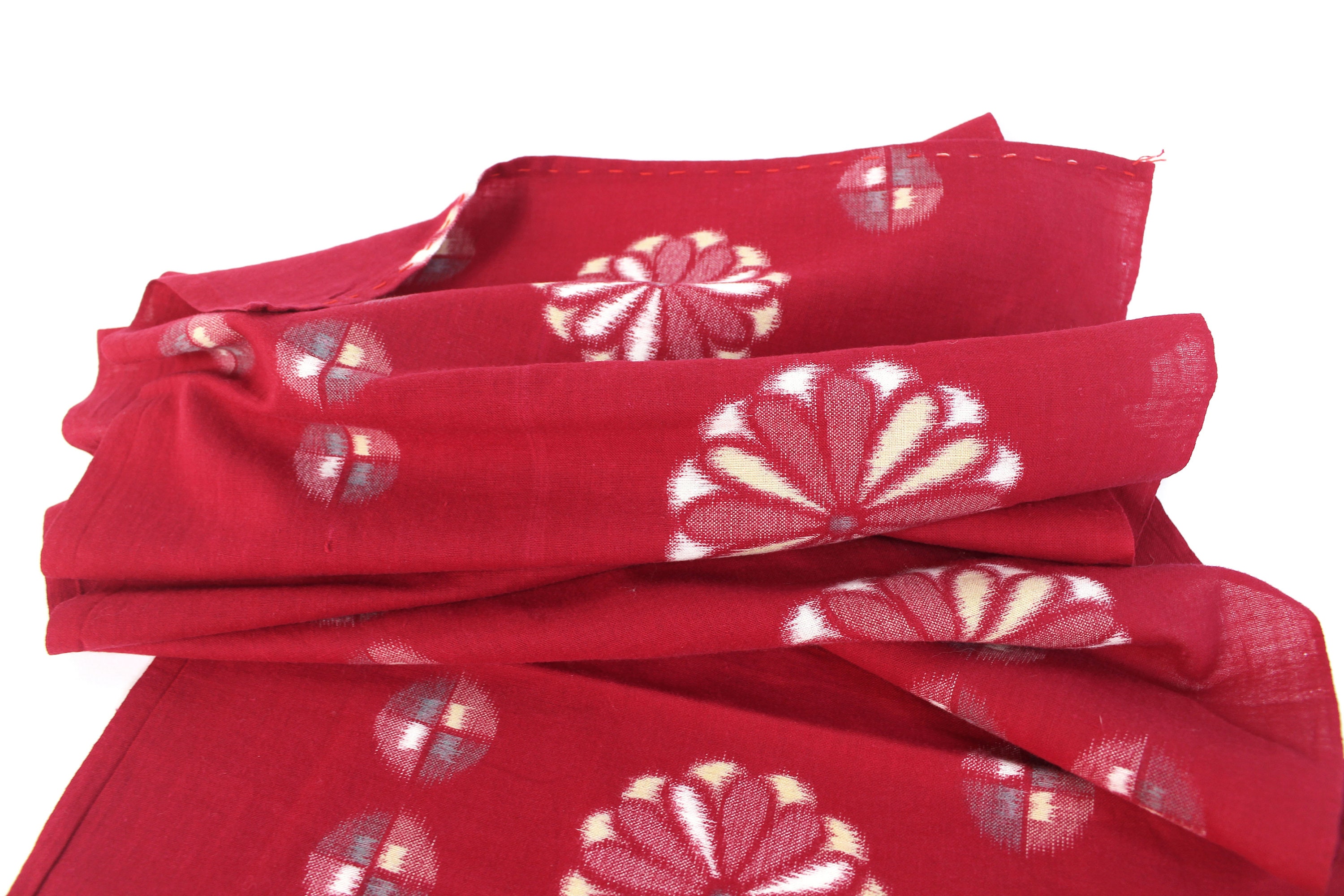 Japanese Cotton. Vintage Japanese Fabric. Red Cotton. Japanese Ikat ...