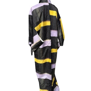 Antique Silk Kimono in Original Box. Black Silk with Yellow and Purple Detail. Hand Woven Silk. Women's Kimono Robe.