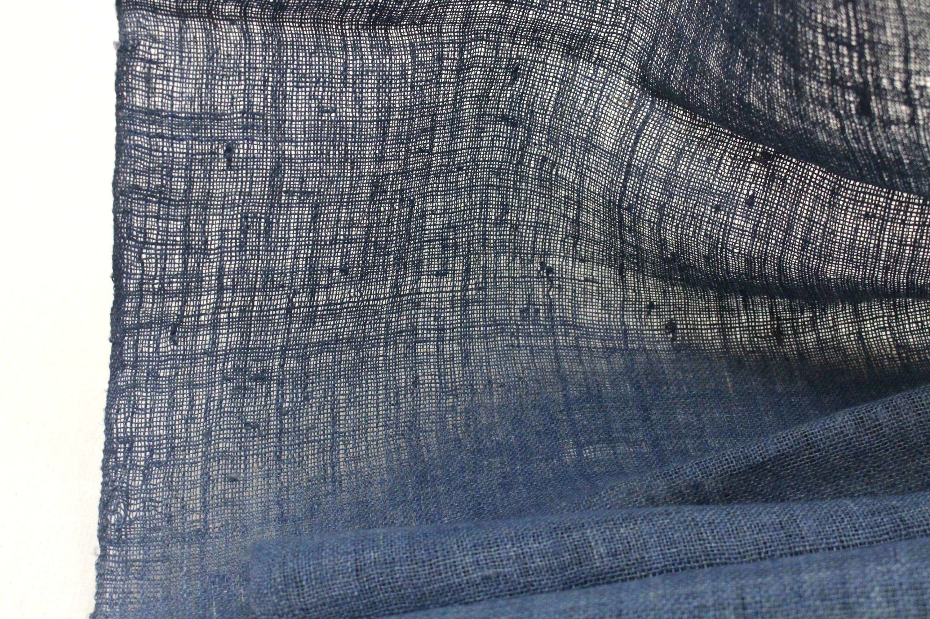 Vintage Hand Woven Hemp Textile. Natural Indigo Blue Violet Fabric ...
