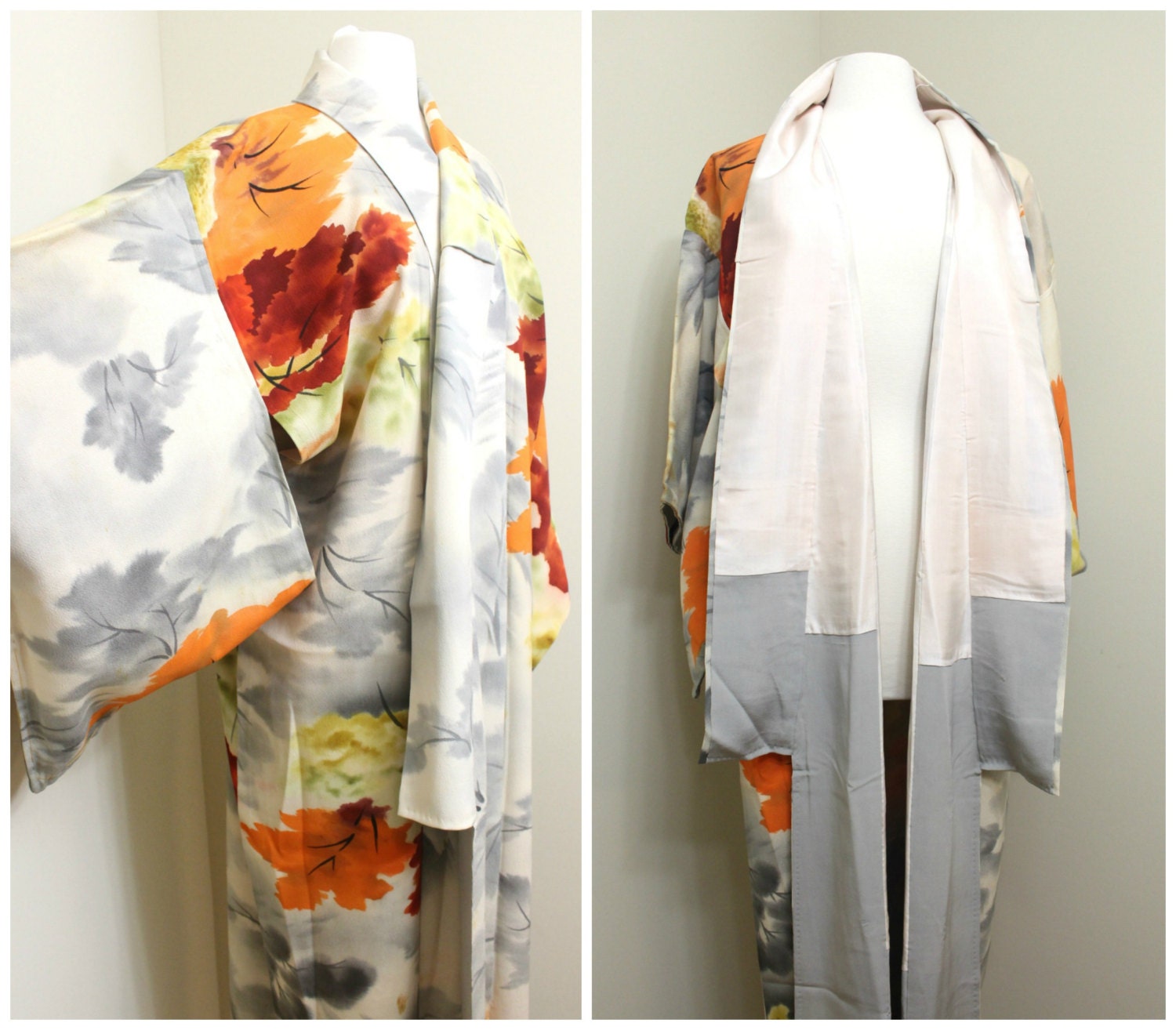 Vintage Japanese Kimono. Hand Dyed Silk Robe. Traditional Japanese ...