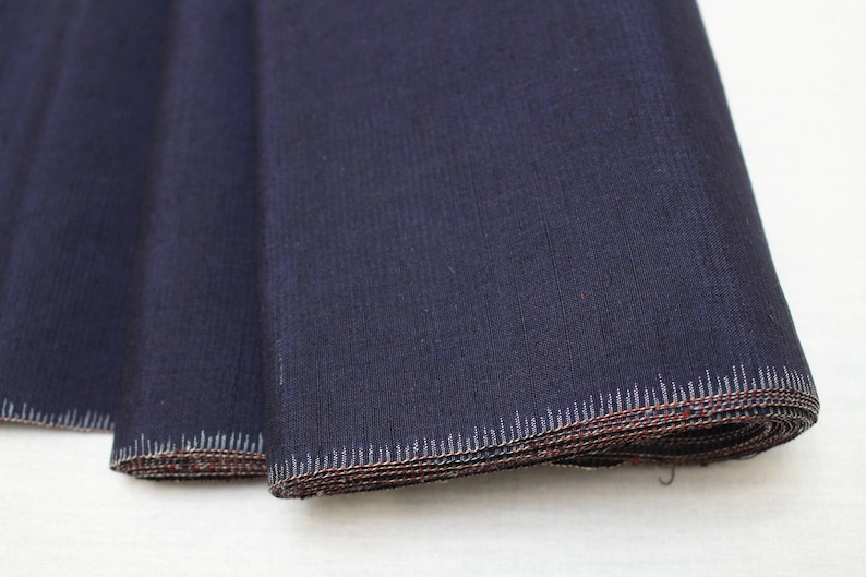 Japanese Ikat Silk. Japanese Silk. Pongee. Tsumugi. Hand Loomed. Hand Made. Kimono Fabric. Navy Blue Silk. Vintage Silk. Woven Silk Fabric. image 4