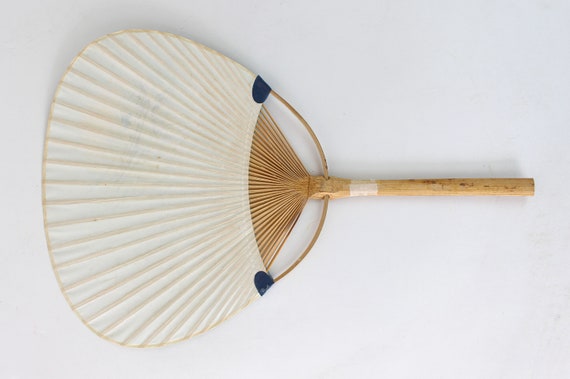 Uchiwa Vintage Japanese Fan Paper And Bamboo Fan Japanese Traditional Fan Blue Uchiwa Japanese Hand Fan