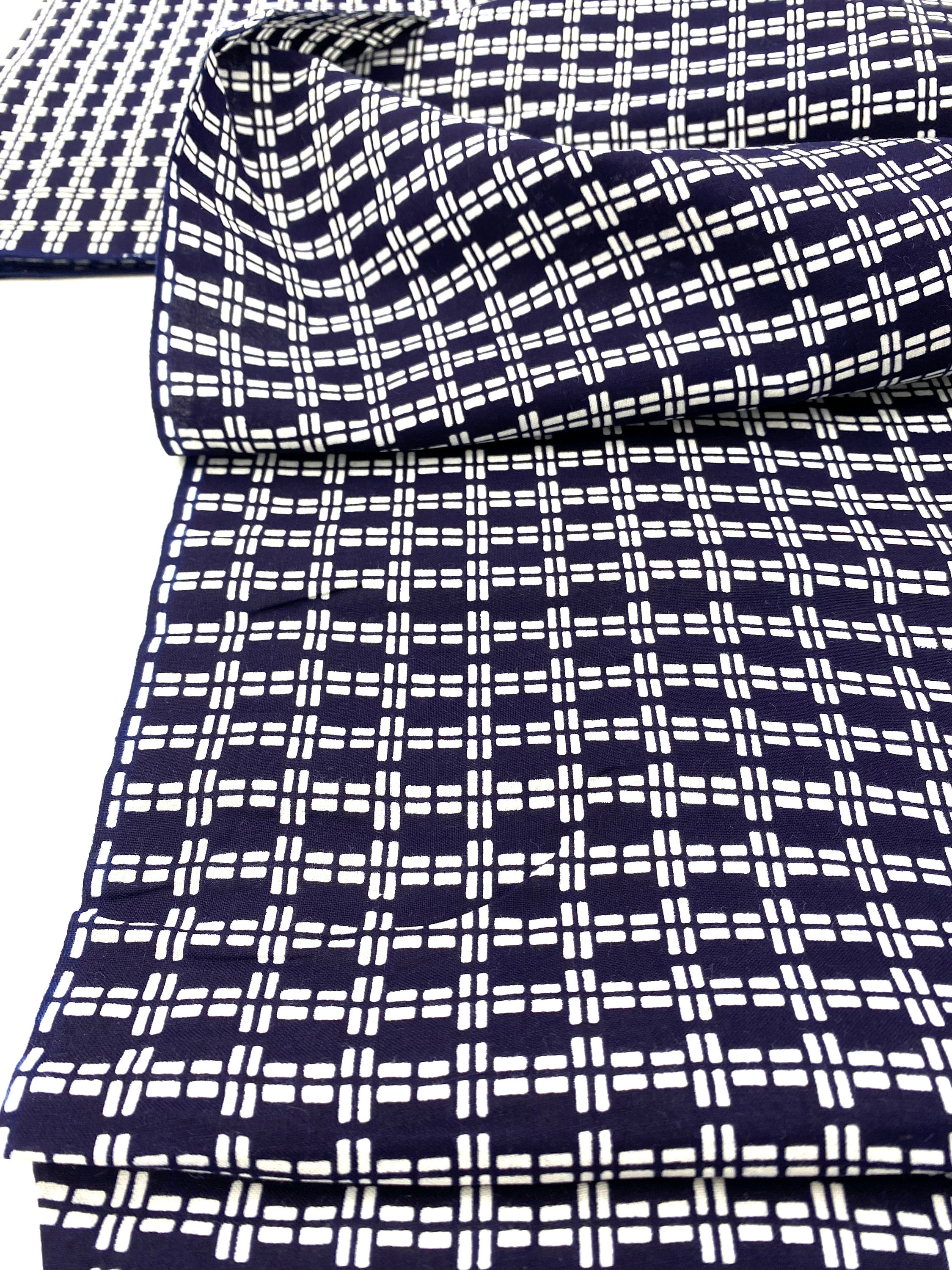 Japanese Cotton. Yukata Cotton. Vintage Japanese. Blue and White Cotton
