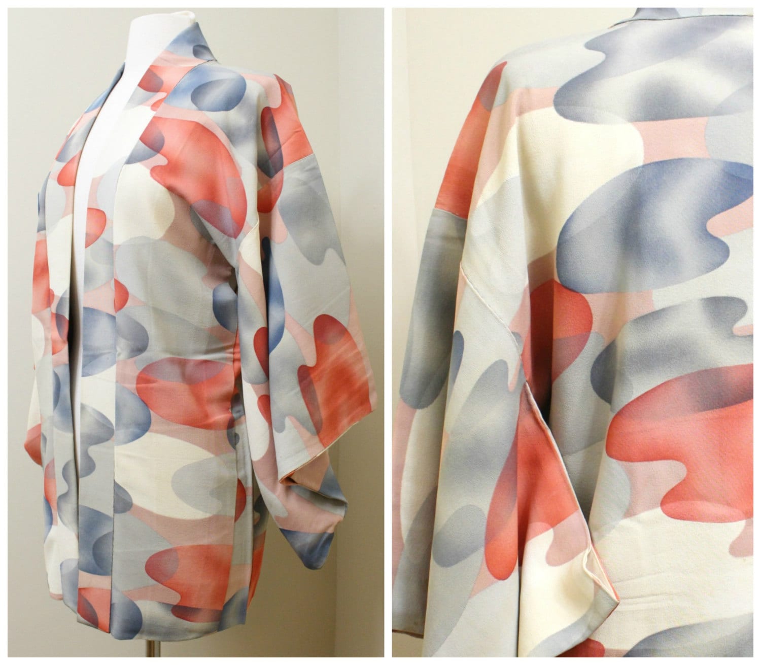 Japanese Haori Jacket. Vintage Silk Coat Worn Over Kimono. Abstract ...