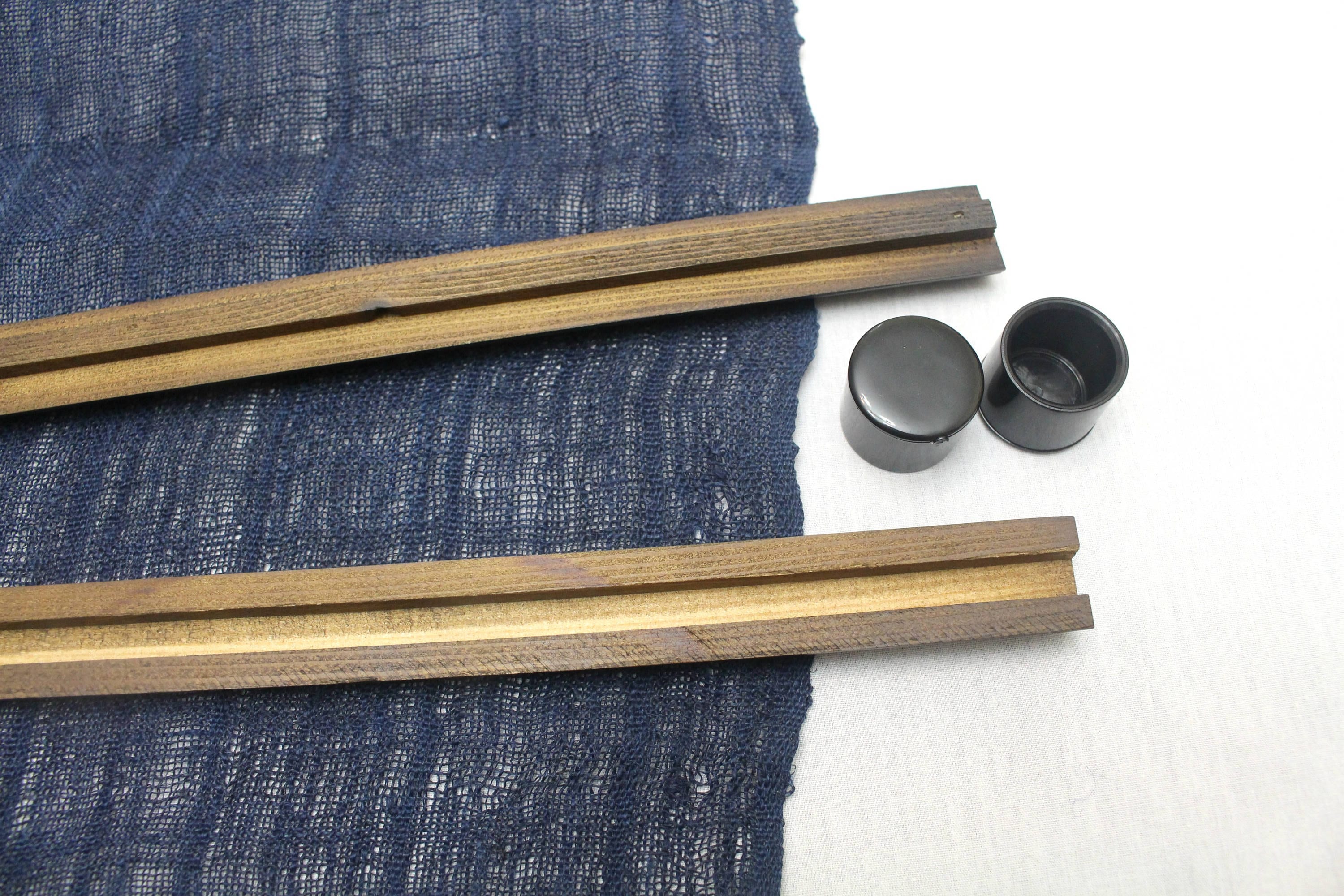 WIDE Japanese Textile Display Hanger. Wooden Fabric Scroll. Wall