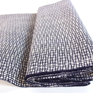 Japanese Cotton. Yukata Cotton. Vintage Japanese. Fabric. Hand Dyed. Indigo Dyed. Blue and White. Abstrac. Geometric. Dark Blue Cotton. image 6