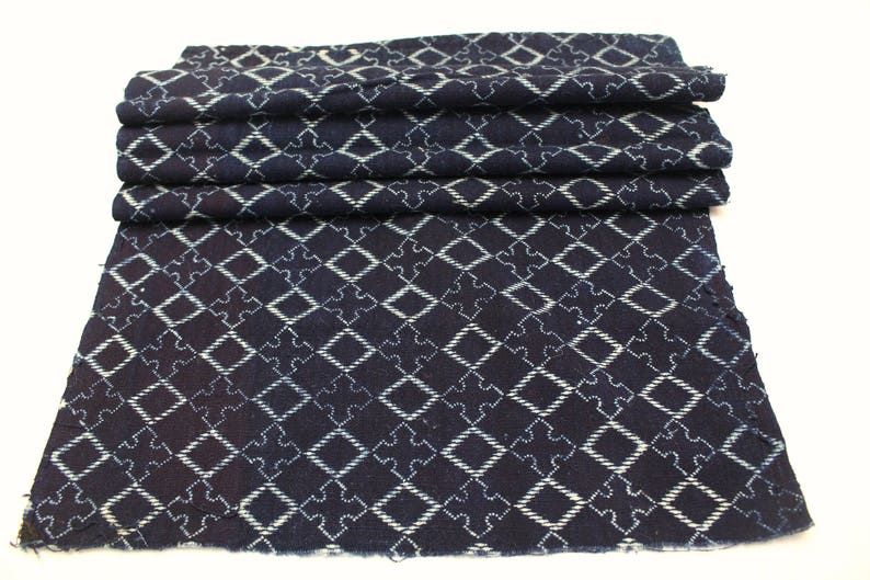 Japanese Katazome. Indigo Dyed Textile. Japanese Indigo. Stenciled Cotton. Japanese Fabric. Vintage Indigo. Quilting Cotton. Antique Cotton. image 6