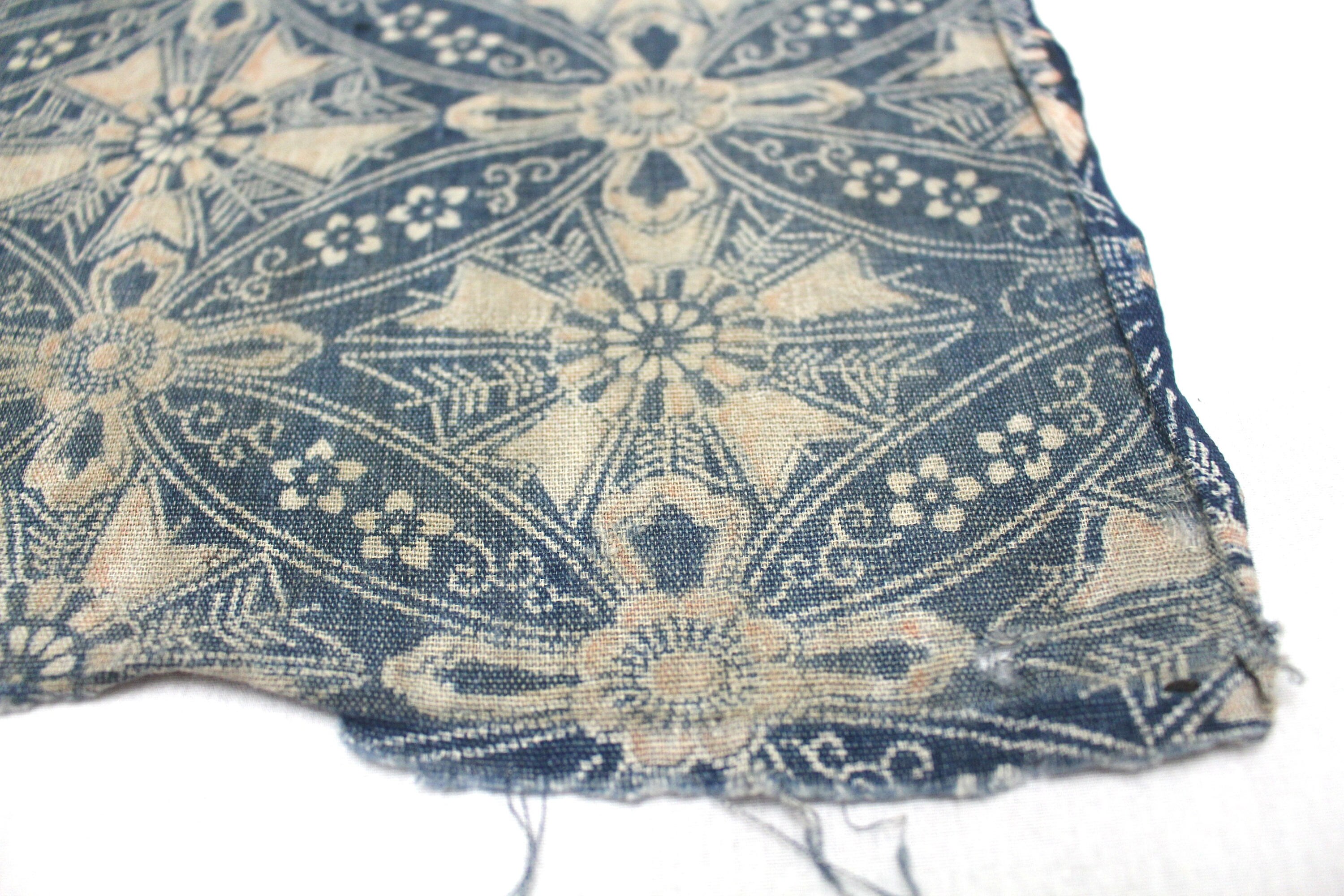 Antique Japanese Boro Textile. Handwoven Katazome Cotton. Natural ...