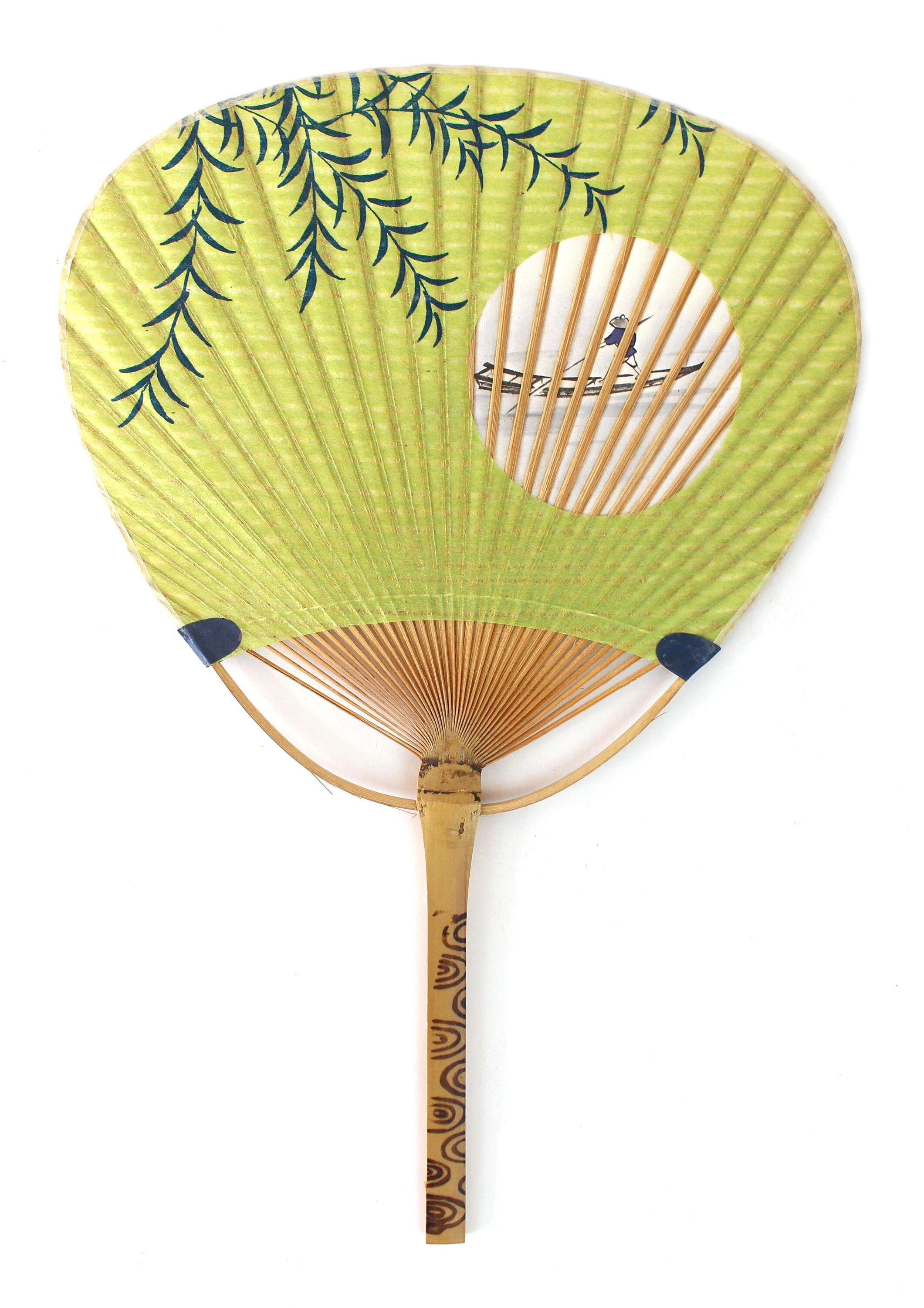 Uchiwa. Vintage Japanese Fan. Paper and Bamboo Fan. Japanese
