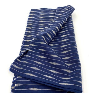 Japanese Fabric. Japanese Cotton. Japanese Ikat. Striped Cotton. Quilting Cotton. Hand Woven Cotton. Kimono Fabric. Blue Striped Cotton. image 2