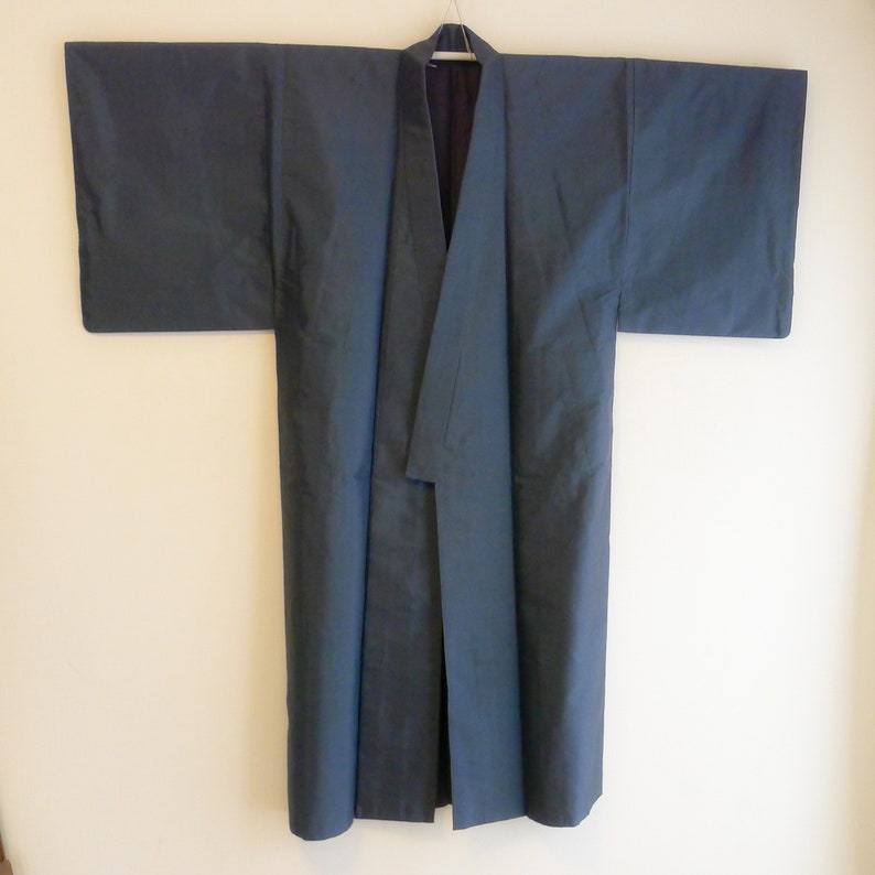 blue haori and kimono for men Oshima tsumugi silk ensemble
