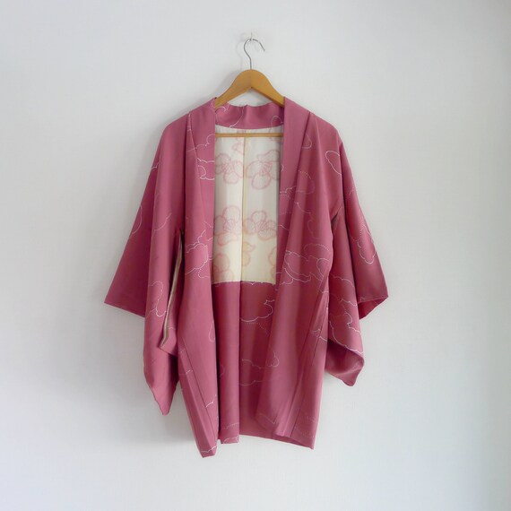 LEA Silk haori vintage japanese Kimono with a cloud pattern | Etsy