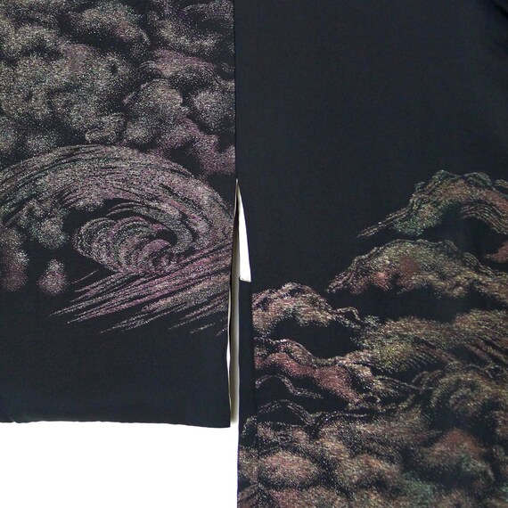 Floral Black Haori - Evening Wear, Black Silk crep