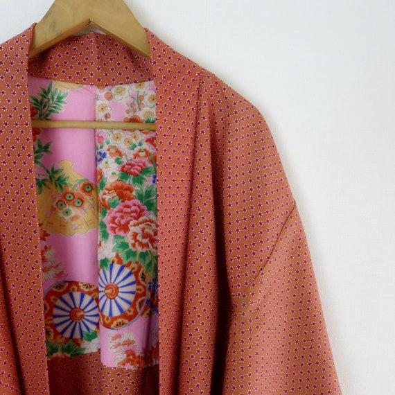 Tea rose haori, vintage Kimono jacket in excellent