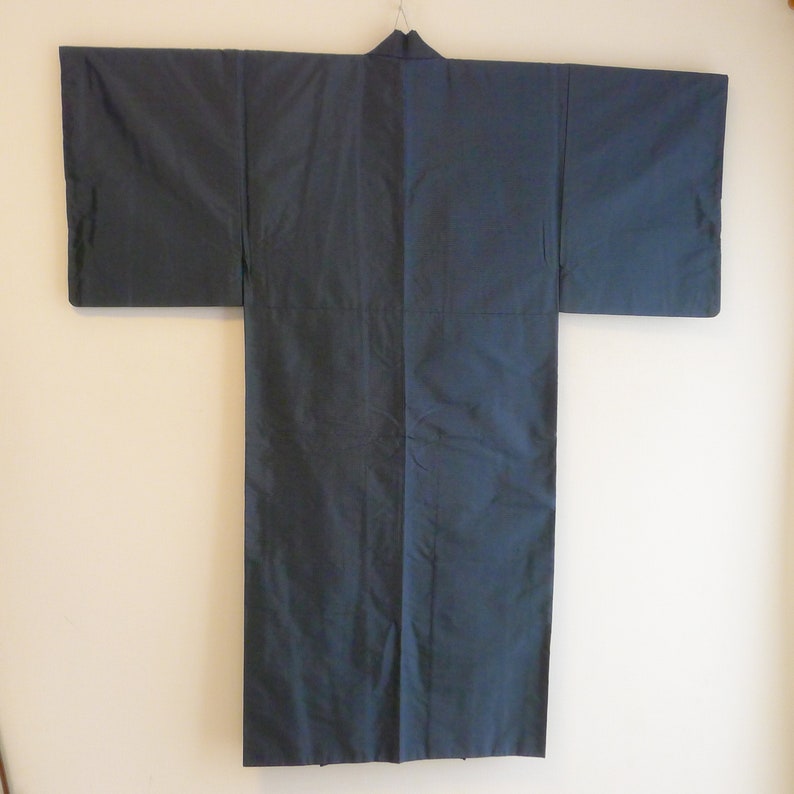 blue haori and kimono for men Oshima tsumugi silk ensemble