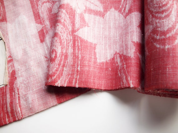 Japanese Wool Fabric Kasuri Style Print Maroon and White 1027