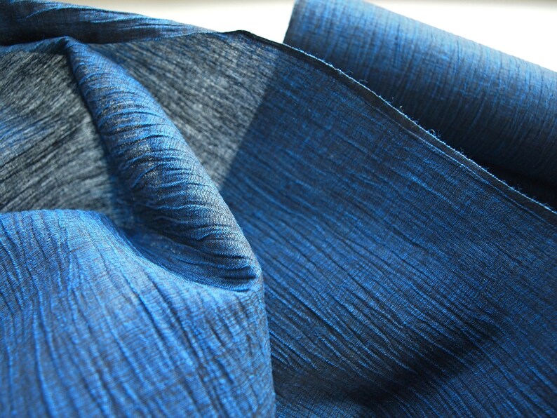 Blue cotton and hemp blend fabric sold by the yard vintage Etsy