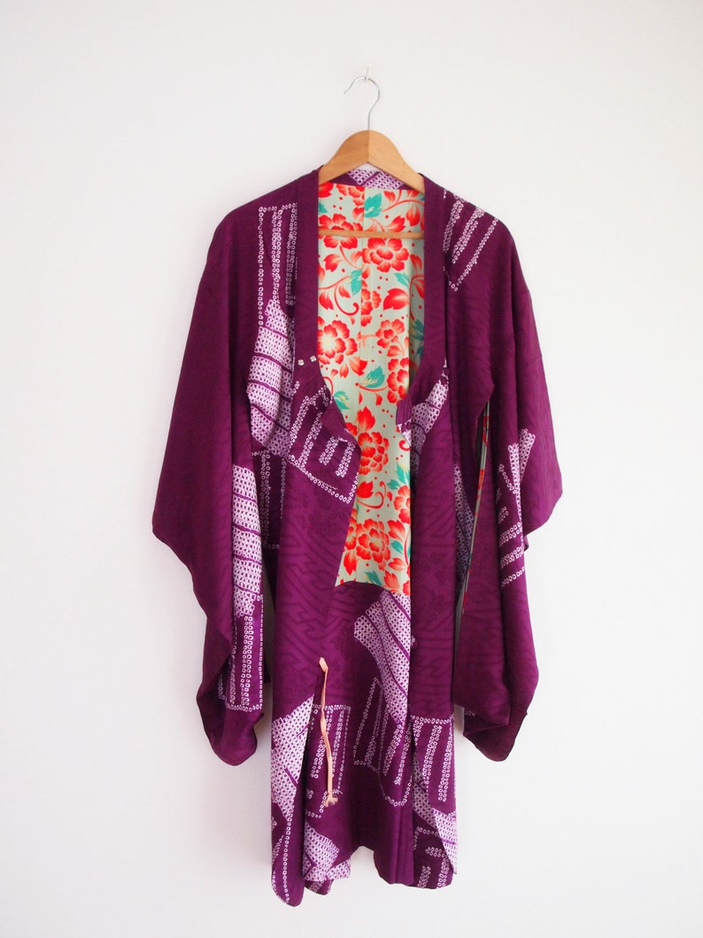 Shibori Kimono jacket MINT Michiyuki Kimono coat Silk | Etsy