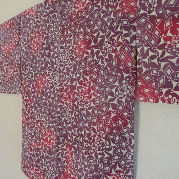 Purple Red Haori - silk pongee Kimono jacket, sus