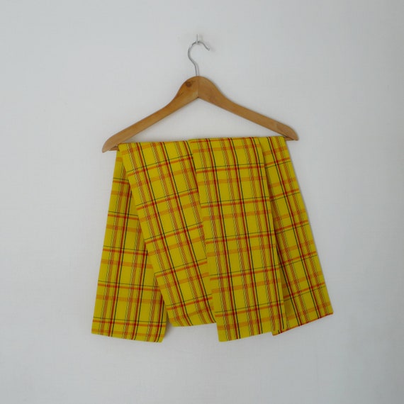 Yellow tartan Hanhaba Obi belt - kimono belt, woo