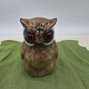 Vintage Ceramic Owl Bell with Glass eyes