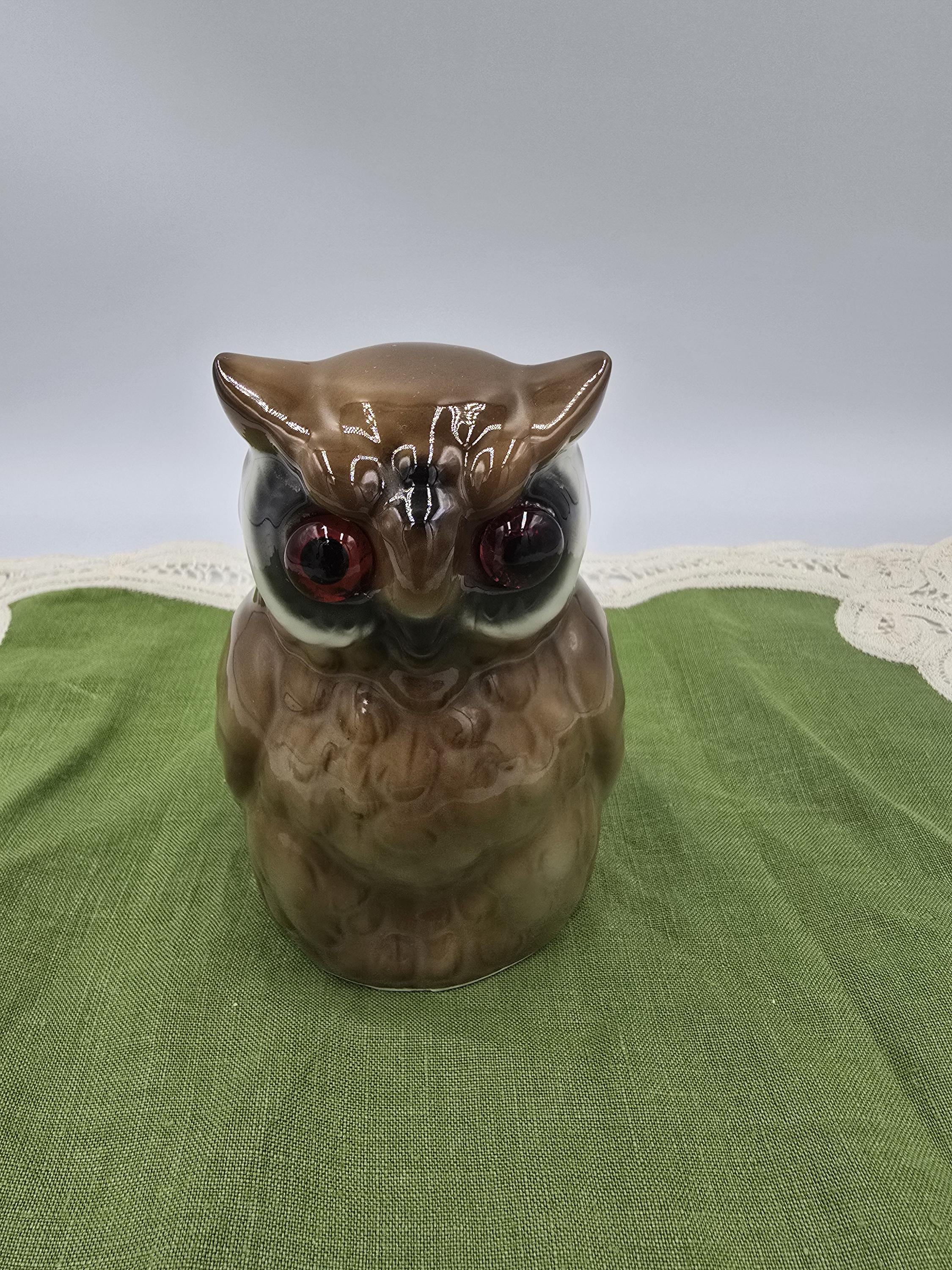 Vintage Ceramic Owl Bell with Glass eyes