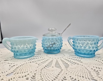 フェントン ブルーオパルセント ホブネイル ラージフリルボウル お