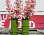 Made With Love Painted Distressed Lucky Bamboo Vase Pair Set Country Farm Rustic Table Jar Farmhouse Chic Whimsical Handmade in USA