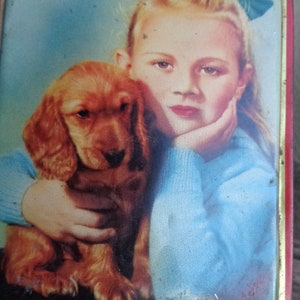 Rustikale Vintage Edward Sharp & Söhne Sharps Girl mit Welpe | Etsy