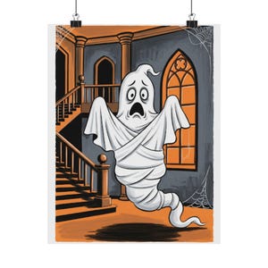 Spooky Ghost Matte Poster, Halloween Wall Decor, Creepy Home Art, Haunted House Decoration, Scary Bedroom Print, Frightening Gift