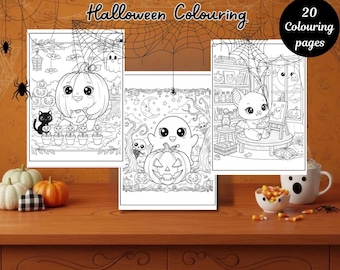 Halloween Colouring Pages for Kids | Colouring Pages | Printable Colouring Book for Toddlers and Preschoolers | Colouring | Kawaii Colouring