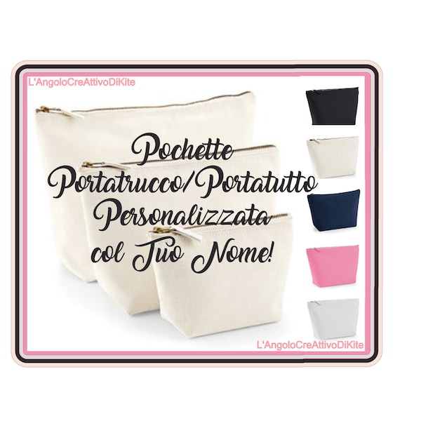 Pochette Personalizzata Con Nome Vinile Termoadesivo Portatrucco Portatutto Organizer Make Up Portatrucchi Borsa