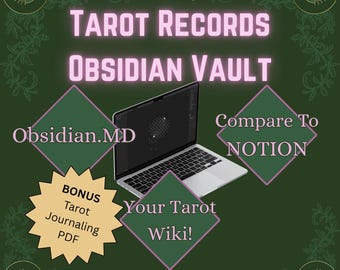 Modello di archivio Obsidian.MD per registrazioni e diario dei tarocchi/NOTION Comparable/Completamente personalizzabile/Chiaro o scuro