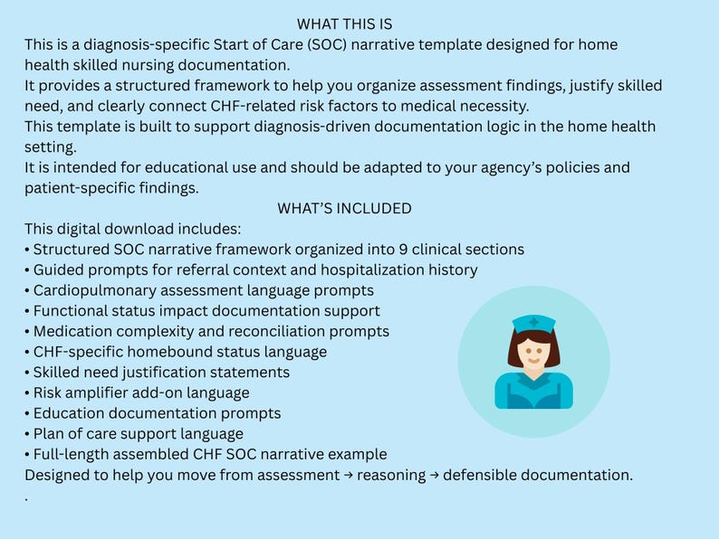 CHF OASIS Start of Care (SOC) Narrative Template for Home Health ...