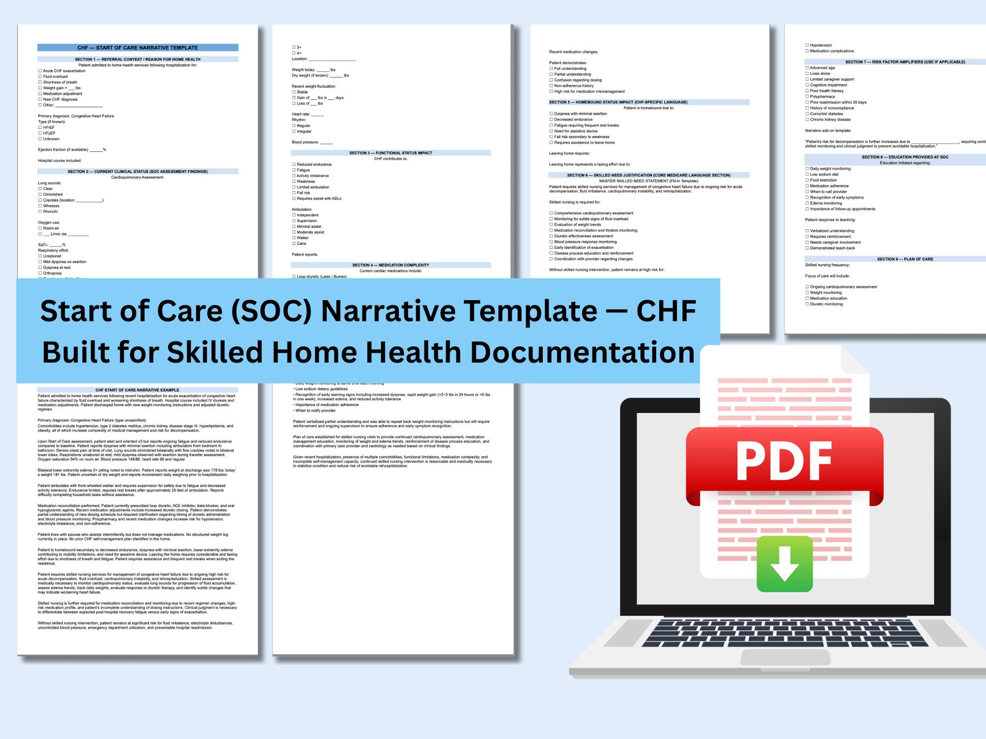 CHF OASIS Start of Care (SOC) Narrative Template for Home Health ...