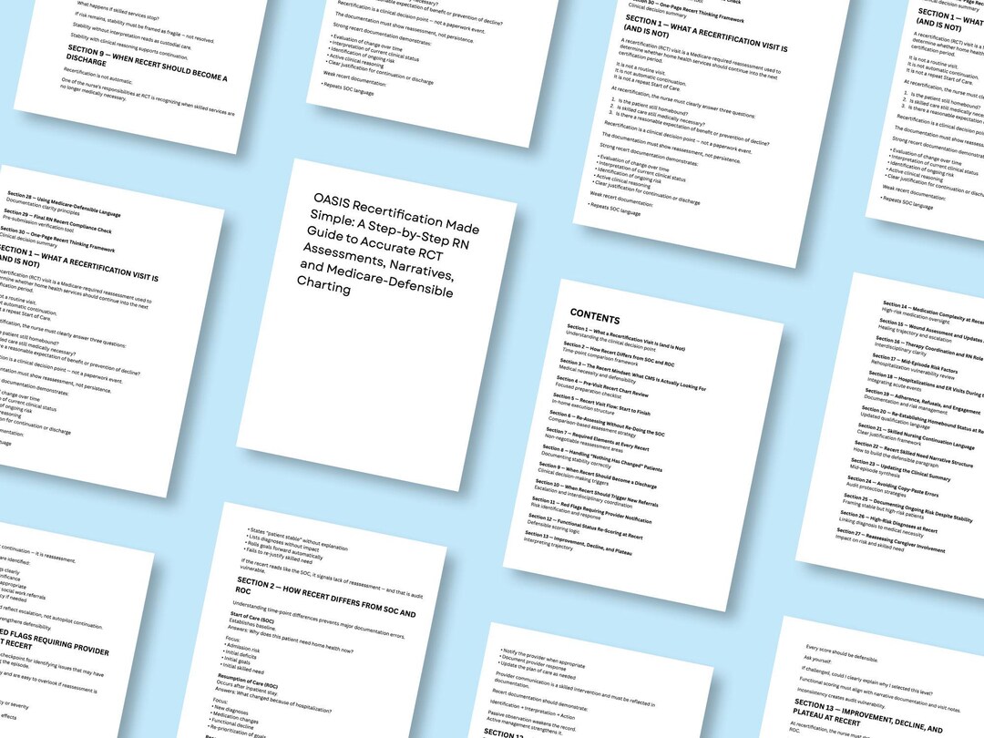 Pamphlet For Rct OASIS Recertification Guide: RN Step-by-step RCT Assessments (printable ...
