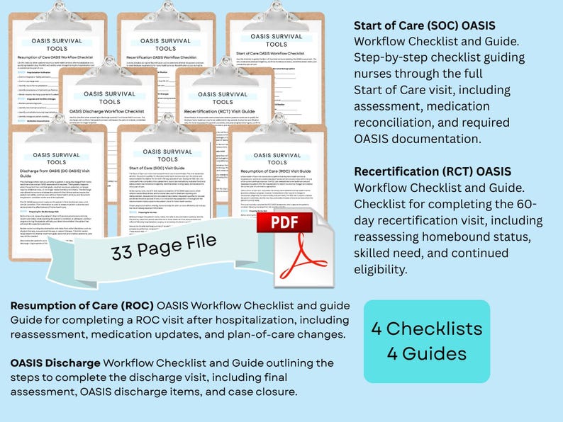 Home Health Nurse Bundle | OASIS Documentation Templates, Nursing Tools ...