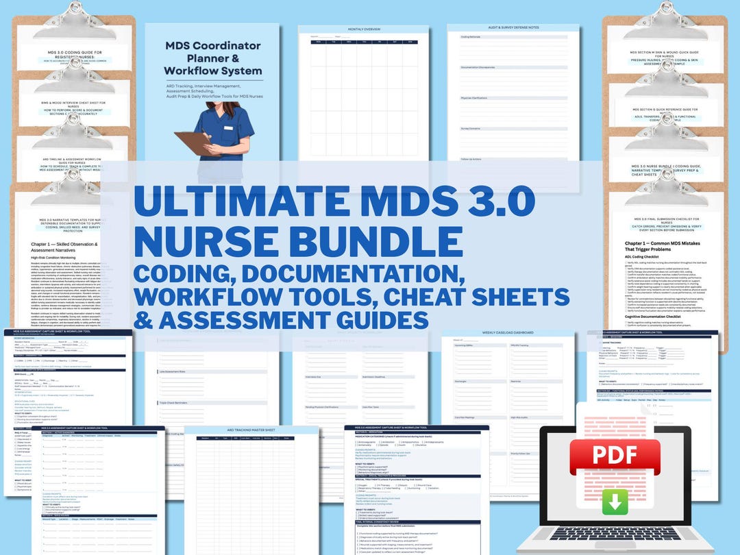 Ultimate MDS 3.0 Nurse Bundle Coding, Documentation, Workflow Tools ...