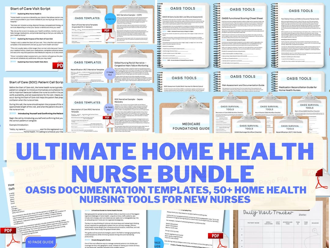 Home Health Nurse Bundle | OASIS Documentation Templates, Nursing Tools ...