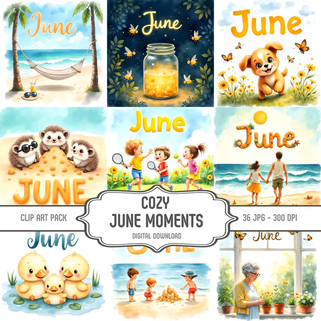 Cozy June Moments – 36 High-res Jpgs for Card Making, Scrapbooking and ...