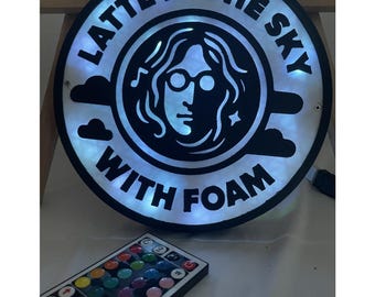 John Lennon The Beatles 3d printed coffee wall lamp Latte in The Sky with foam